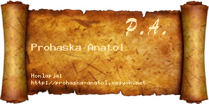 Prohaska Anatol névjegykártya